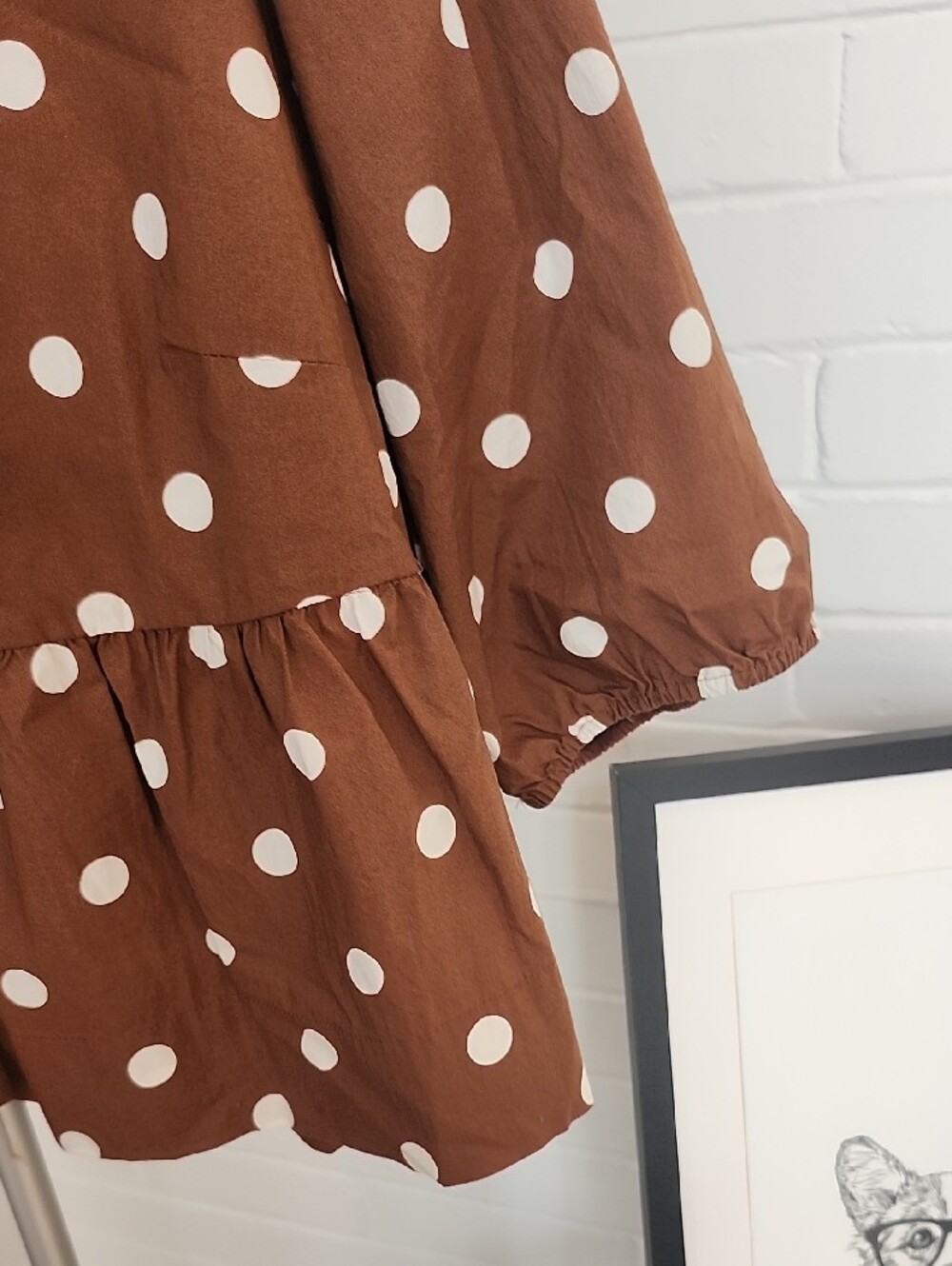 Polka Dot Tie-Front Peplum Top, Large - Picture 3 of 6